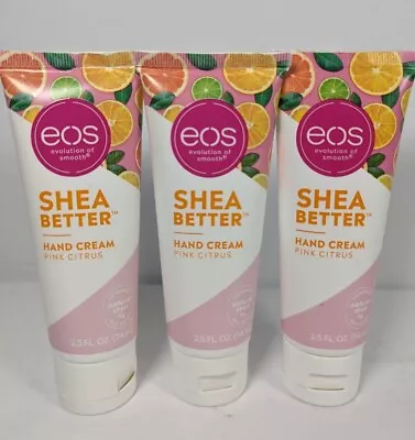 EOS 3 Pack Shea Butter Hand Cream Pink Citrus 24 Hr Hydration 2.5 Fl Oz Ea Tube • $9.50