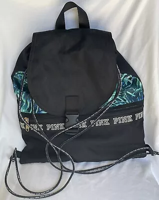 Victoria's Secret PINK Drawstring Knapsack Bag Palm Fronds See Pics • $9