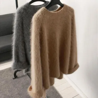 Womens Cashmere Mink Fur Pullover Sweater Loose Warm Winter Tops Coat Jacket • $29.99