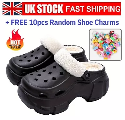 Womans Fleece Lined High Clogs For Outdoor Beach Party Footwear Walking Shoes • £16.99