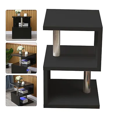 Modern LED Lights 3 Tiers Coffee Table High Gloss S-shaped Sofa Side End Table • $76