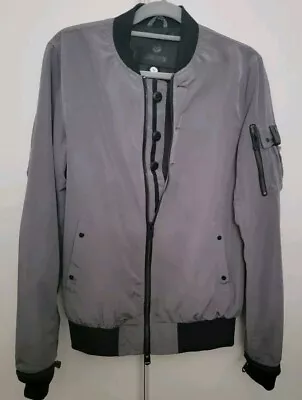 Mens Bomber Jacket-size Small-38  Chest-dark Grey- 4bidden Designer Brand • £5