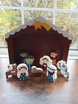 Children's 10 Piece Wooden Nativity Set • £20