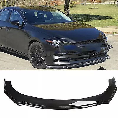 Gloss Black Front Lips Splitter Spoiler + Strut Rods Body Kit For Mazda Speed • $89.99