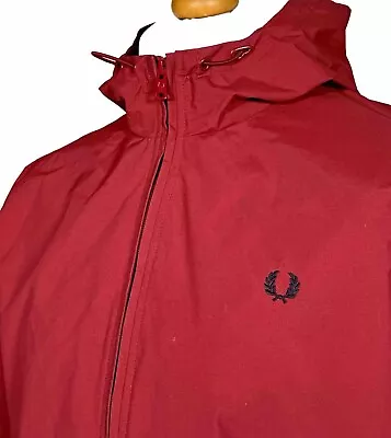 Fred Perry Red Hooded Brentham Jacket - Size L/XL - Mod 60s Casuals Scooter Rare • £4.20