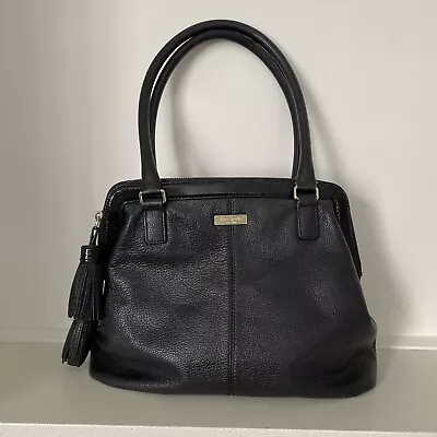 Kate Spade Shoulder Bag Black Leather With Patent Trim And Tassel Zip • $60