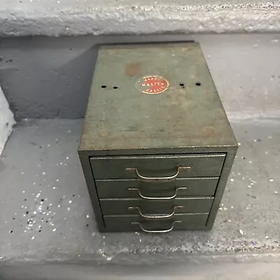 Vintage WARDS Master Quality 4 Drawer Metal Tool Box Small Parts Storage Green 1 • $59