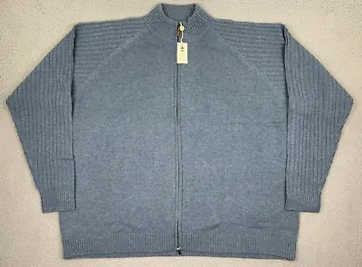 Peter Millar Sweater Mens 3XB Blue Cardigan Cashmere Ribbed Sleeve Full Zip NWT • $139