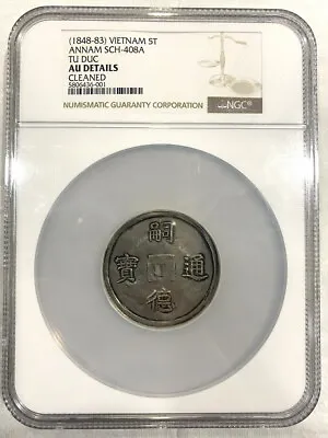 Vietnam 1848-83 Annam Tu Duc 富寿多男  5 Tien NGC AU Silver CoinRare! • $3870