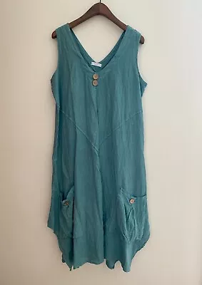 Linen Green DRESS Made In Italy NEW • $25