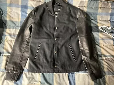 7Diamonds Men’s Leather/Wool Black Bomber Jacket Size Medium  • $60