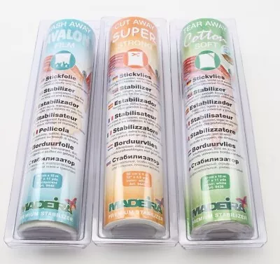 Madeira Machine Embroidery Stabilizer Trio Sampler Combo Tear Cut And Wash Away • $29.99