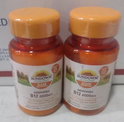 Sundown B12 LOT OF 2 Dissolvable 60 Micro Lozenges6000 Mcg. Exp 06/2024 • $9.49