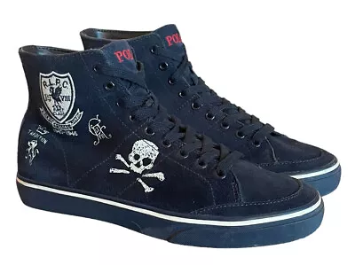 Polo Ralph Lauren Solomon Navy Blue Suede High Hi Top Sneakers Men’s Size 9 D • $49