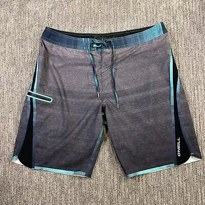 O’Neill Board Shorts Super Freak Men’s Gray Blue Drawstring Size 36 • $16.99
