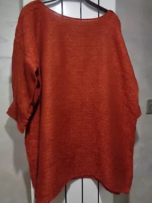 La Bottega Di Brunella 100% Linen Tunic Top Rust Size M • £33.95