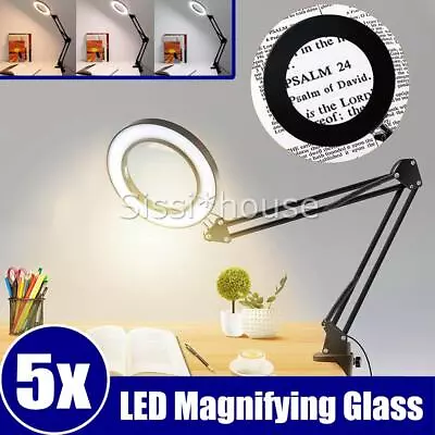 Magnifying Glass With LED Light 5X Magnifier Crafts Reading Desk Stand Lamp USB • $22.72