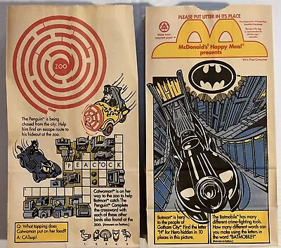 Vintage 1990s McDonald's Happy Meal Bag Batman Batmobile DC Comics • $9.99