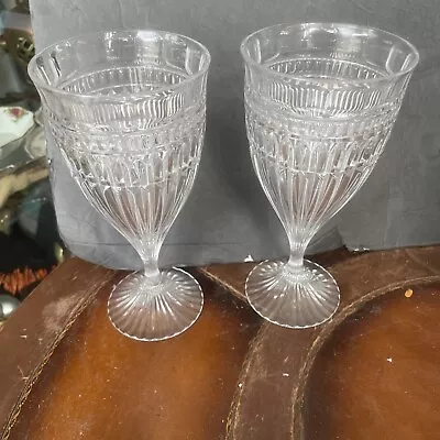 Vintage Mikasa Crystal Titan Ice Tea Water Wine  Flute Stem Goblet Glass Pair • $39