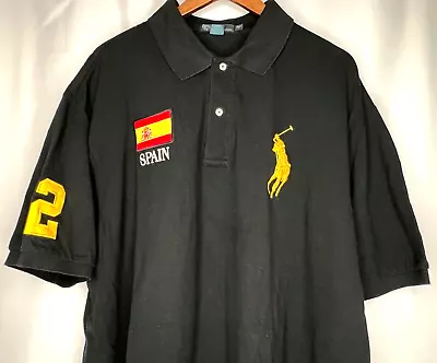 Polo Ralph Lauren Flag Polo Shirt Spain Patch Black Shirt #2 Size 3XB • $49