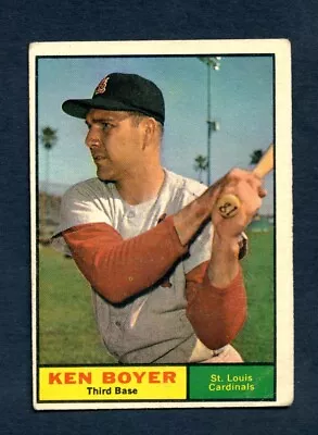 1961 Topps Baseball Card #375 Ken Boyer Cardinals Good-VG • $1