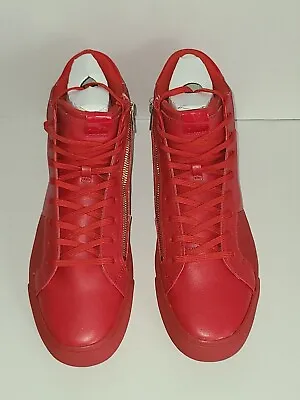 Aldo Shoes Mens Size 13 Casual High Top Flats Sneakers Red Faux Leather Lace Up  • $44.50