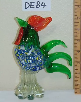 8  Figurine ROOSTER CHICKEN Art Glass RAINBOW SWIRL Murano Heavy • $99.99