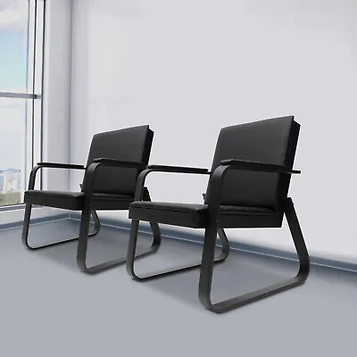 PVC Leather Conference Chair Office Waiting Room Reception Sofa Black 220lbs*2 • $188.10
