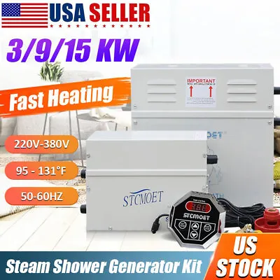 3/9/12KW Sauna Steam Shower Generator Self Draining Steam Shower W/Control Panel • $229
