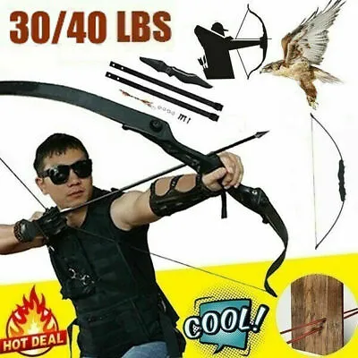 30/40lbs Archery Recurve Bow Takedown Longbow Training Practice Hunting Target • $39.96
