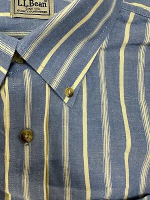 $18.69 • Buy Vintage LL Bean Chambray Shirt Men L Blue Striped Long Sleeve Button Down Casual