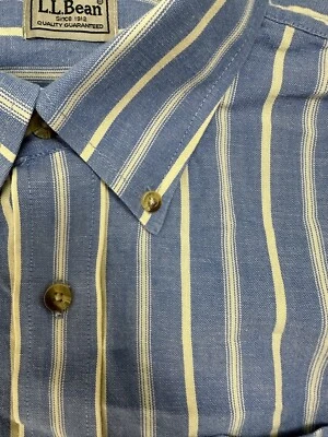 $18.69 • Buy Vintage LL Bean Chambray Shirt Men L Blue Striped Long Sleeve Button Down Casual