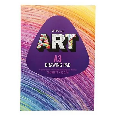 WHSmith Art Flip-Pad A3 White Sketch Pad Top Bound 50 White Sheets 90gsm • £7.99