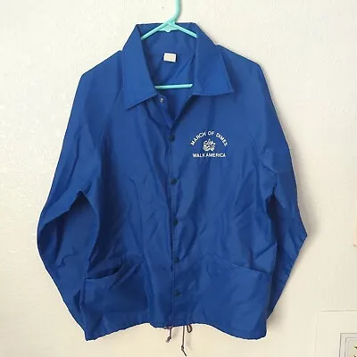 Vintage March Of Dimes Walk America Windbreaker Jacket Blue Medium • $25