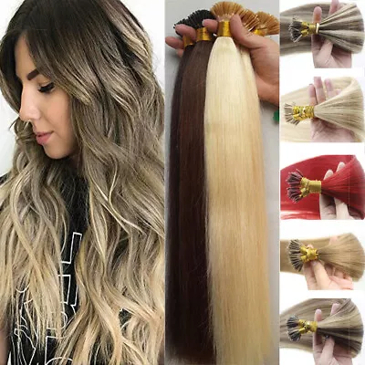 Stick I Tip Hair Extensions Micro Ring Beads Remy Russian Human Hair Thick 1g/s • $50