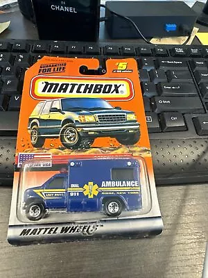 1998 Matchbox Superfast #5 Blue Ford Ambulance Ridge New York New On Card • $16.99