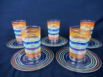 Vintage Mid Century Fiesta Go-Along (5) 4 1/2  Glasses & (5) 6 1/4  Plates • $39.95