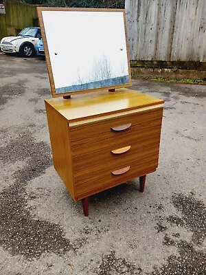 £15 • Buy Funky Retro Mid Century Chest Of 3 Drawers With Mirror & Dansette Legs