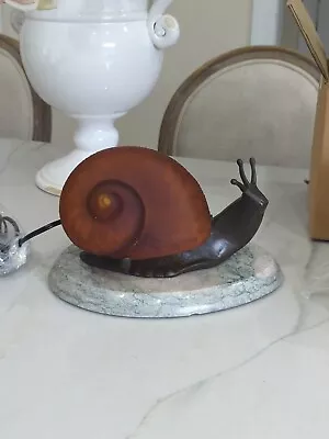 Art Deco Style Snail Shape Lamp With Marble Base Glass Bronze? • $175