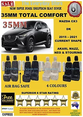 Mazda CX-3 All Years Super Dense Sheepskin Car Seat Covers Pair Airbag Safe 35MM • $268