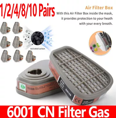 6001CN Organic Vapor Respirator Filter Cartridge For 6300 6800 7502 Respirator • $12.99