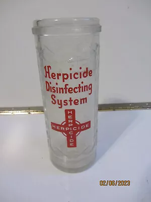 Vtg Herpicide Disinfecting System Glass Barber Shop Germicidal Canister Jar 9.5  • $19.99