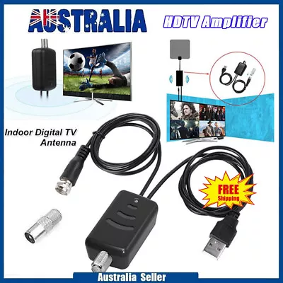 TV Antenna Digital 50 Mile Range Indoor Outdoor HDTV Amplifier Signal Booster • $9.21