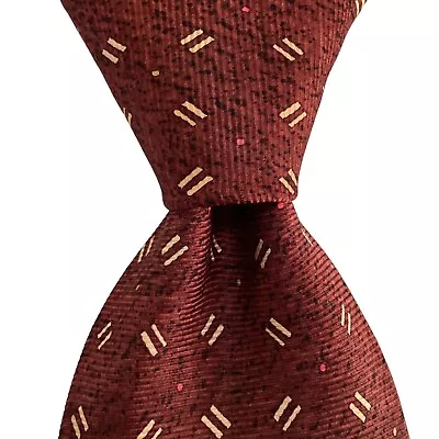 BVLGARI SEVENFOLD Men's Silk XL Necktie ITALY Luxury Geometric Brown/Ivory GUC • $90.99