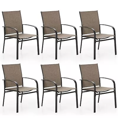PHI VILLA Set Of 6 Patio Chairs Outdoor Dining Chairs With Armrests For Backyard • $235.99