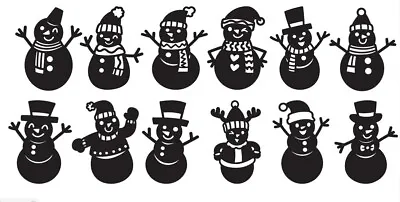 12 Christmas Snowmen Vinyl Decal Stickers For Wine Glass Mugs Tiles Crafts Party • £3.99