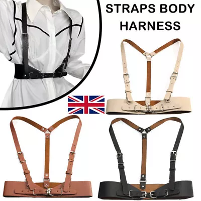 Women PU Leather Belt Body Chest Harness Waist Suspender Retro Corset Straps UK • £6.64