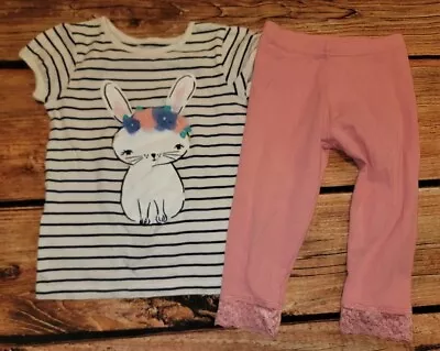 Gymboree Girls Bunny Easter Set 4t 4 Guc Capri Leggings Cute Back • $7.99