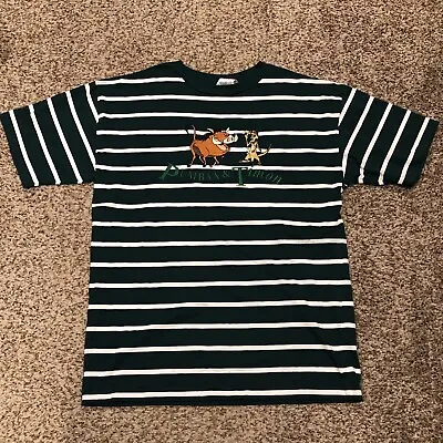 Vintage Disney Store Lion King Pumbaa & Timon Embroidered Striped Shirt Size L • $19.99