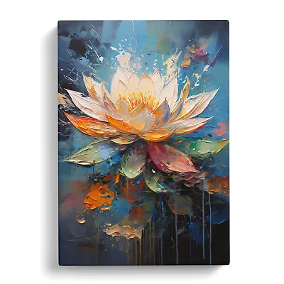 Lotus Flower Action No.4 Canvas Wall Art Print Framed Picture Decor Living Room • £29.95